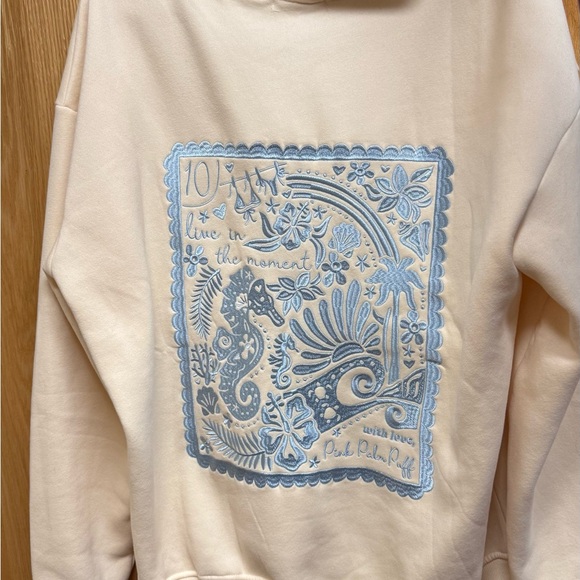 PINK PALM PUFF Cream Sweatshirt - Picture 3 of 7